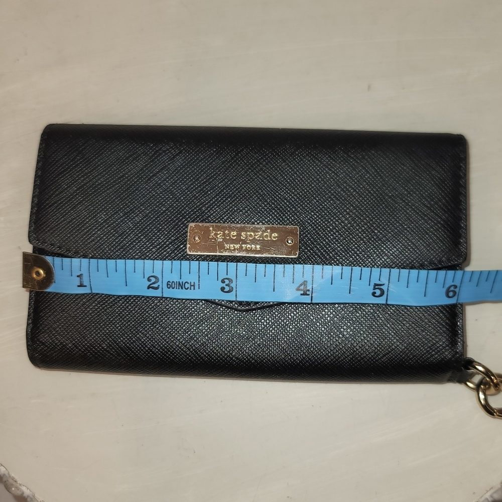 Kate Spade Black Saffiano Leather Wristlet Trifold Wallet - Picture 11 of 12